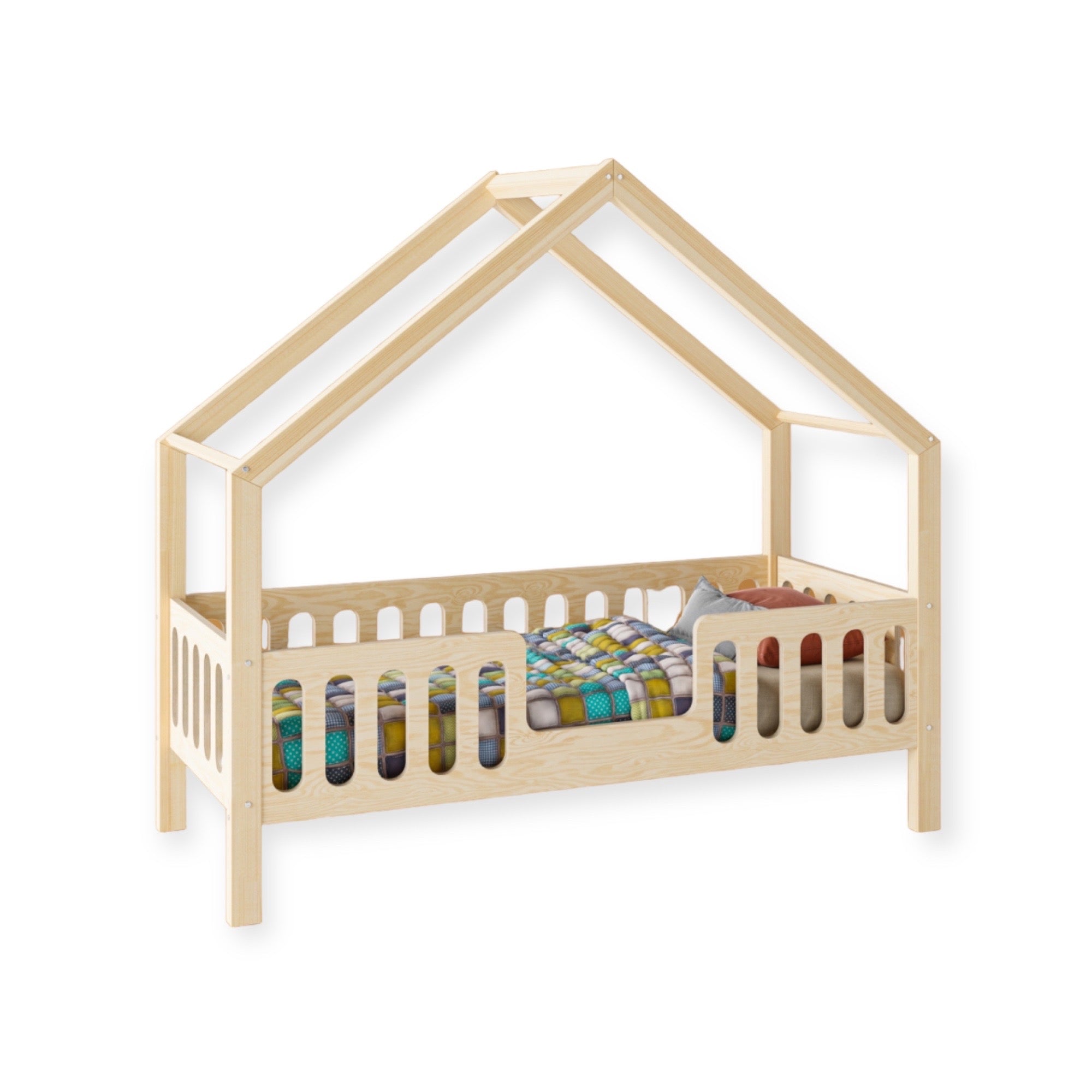 Kinder-Hausbett mit Schublade aus FSC Holz | Modern | Natur - District for Kids