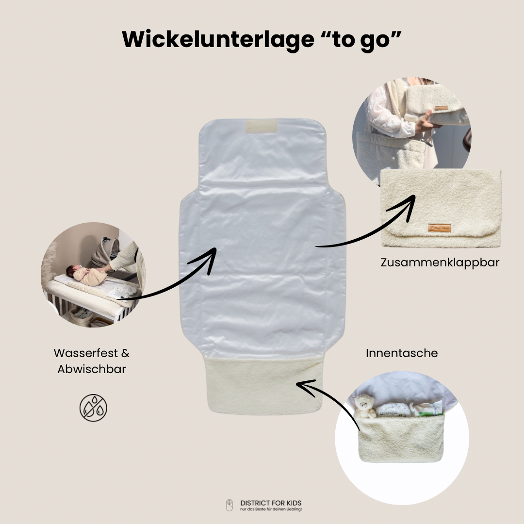 Wickelunterlage Teddystoff Boucle für unterwegs - Windeltasche-Wickelauflage-District for Kids-Creme-District for Kids