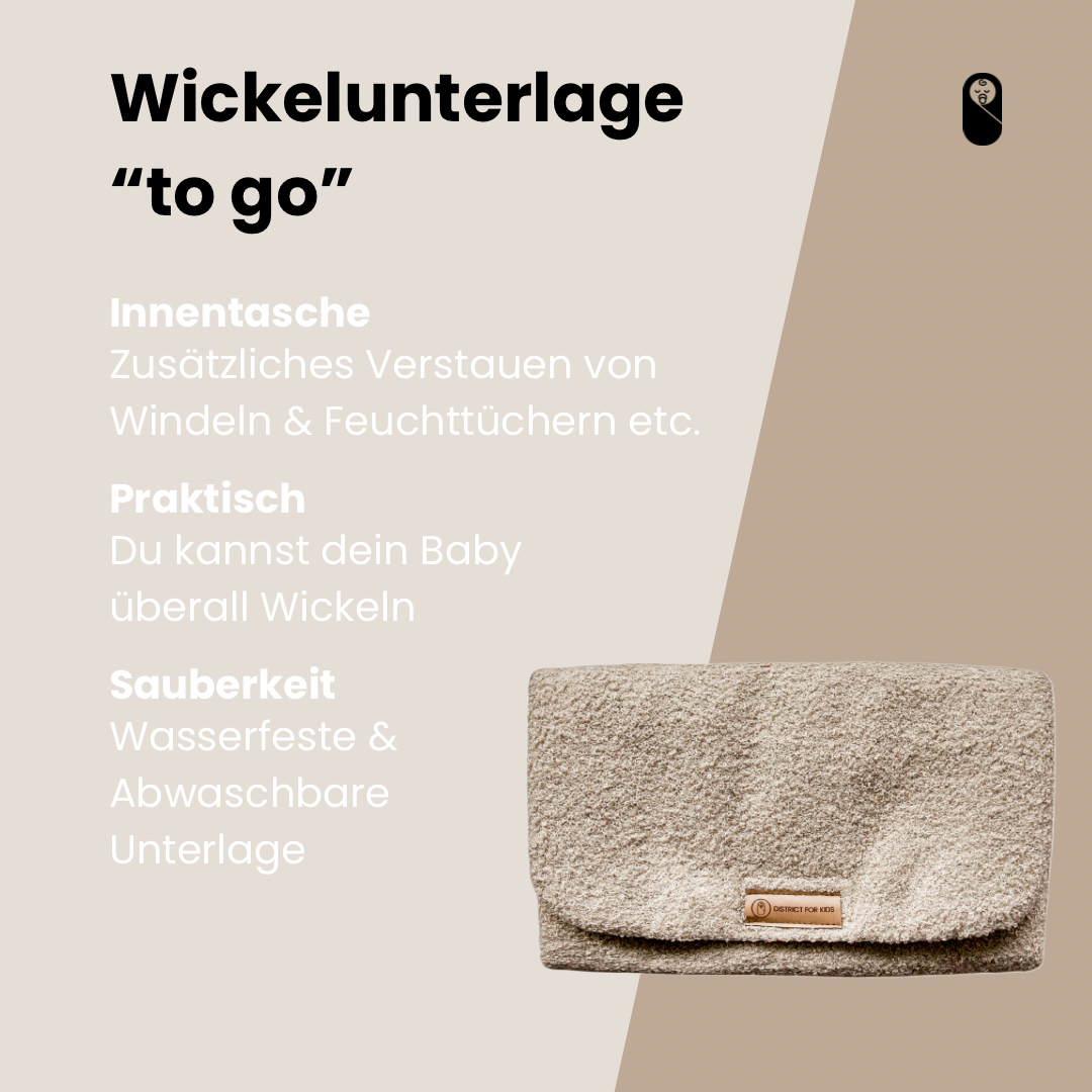 Wickelunterlage Teddystoff Boucle für unterwegs - Windeltasche-Wickelauflage-District for Kids-Creme-District for Kids